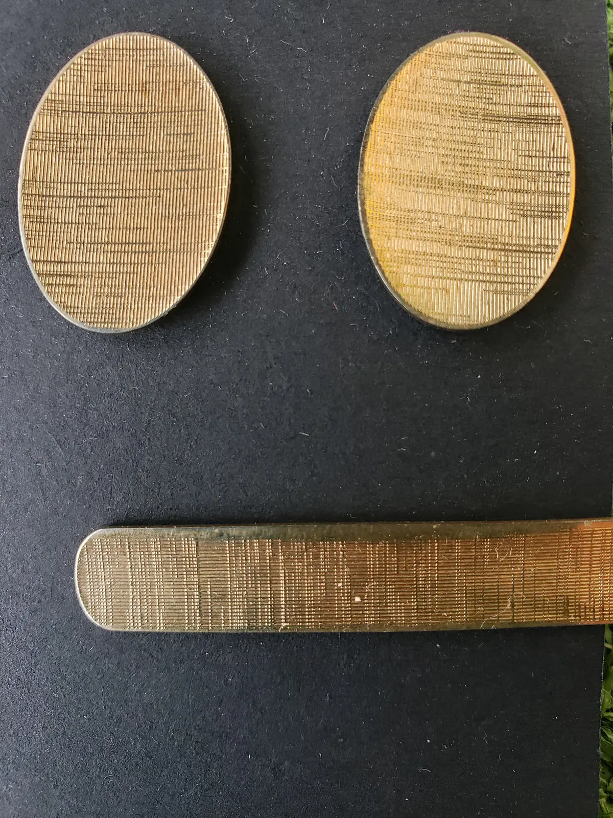 Burnished Brass Cuff Link And Tie Bar Set 1