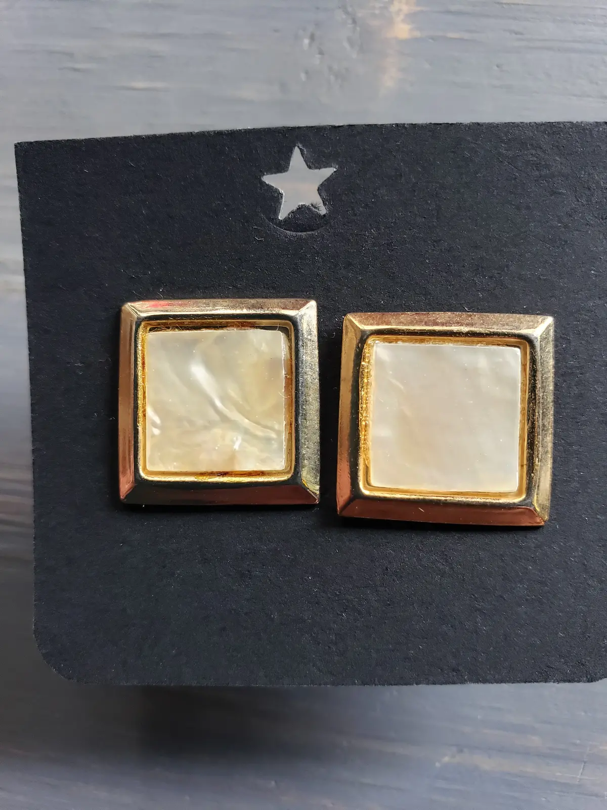 Square Brass And Mother Of Pearl Cuff Links 1