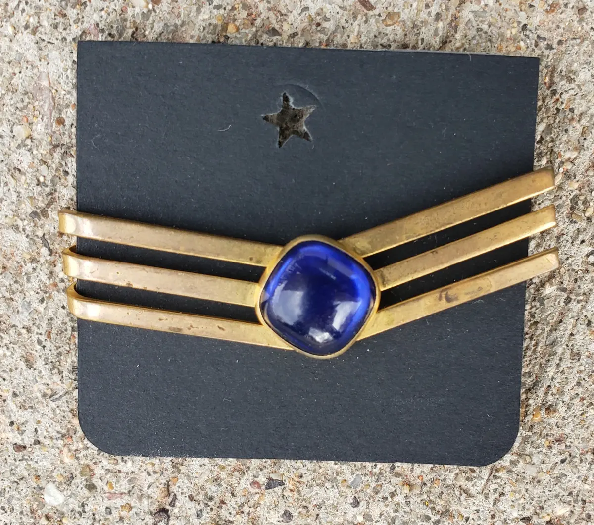 Triple Bar And Blue Stone Tie Clip 1