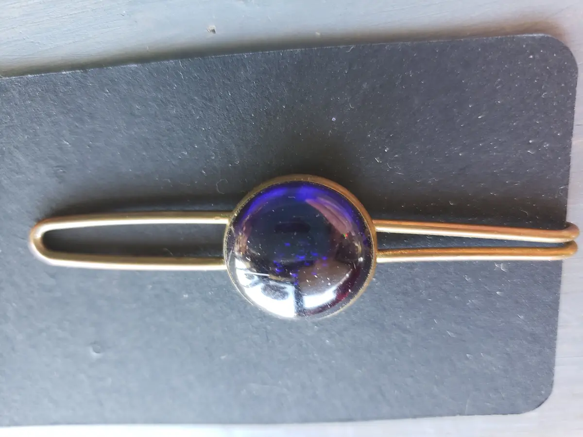 Brass And Blue Stone Tie Clip 1