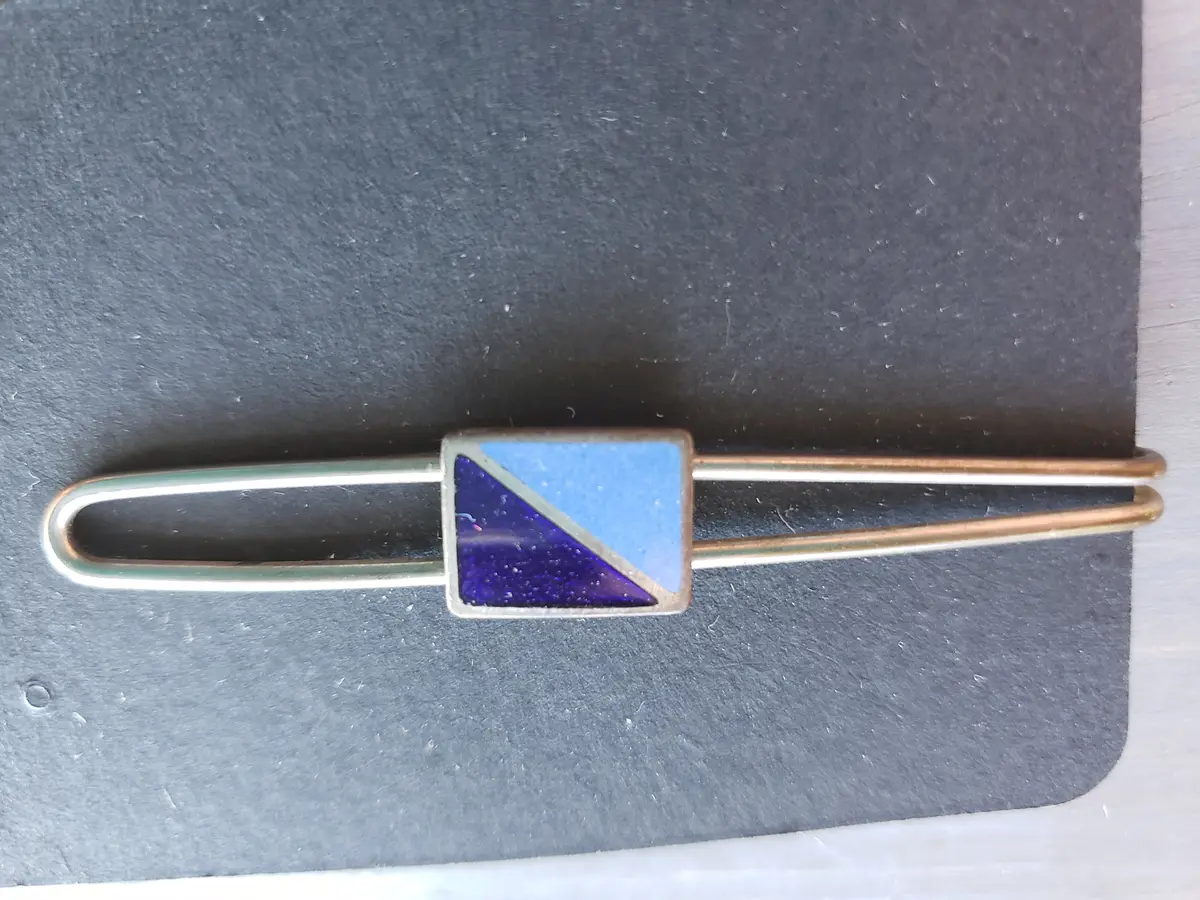 Two Toned Blue Vintage Tie Clip 1
