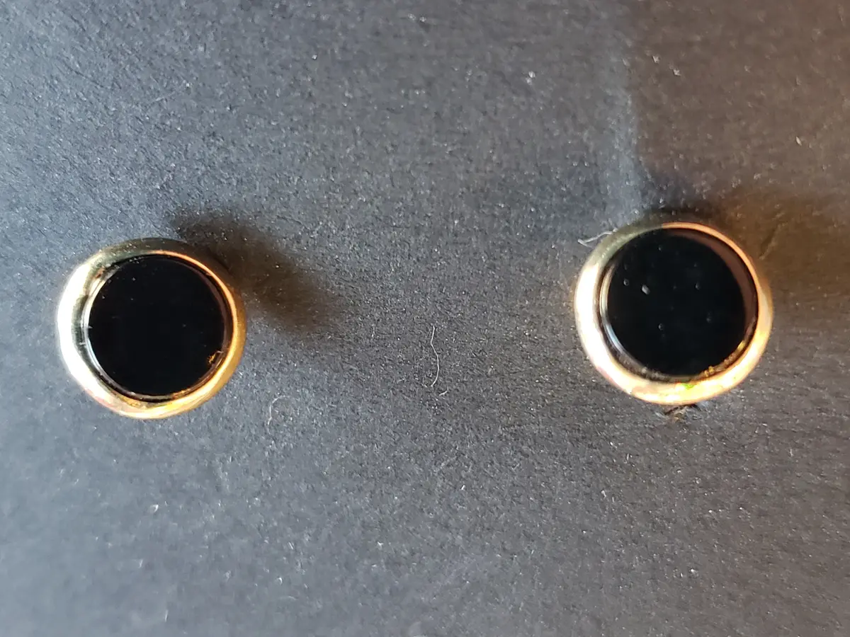 Small Round Black Enamel Cuff Link Set 1