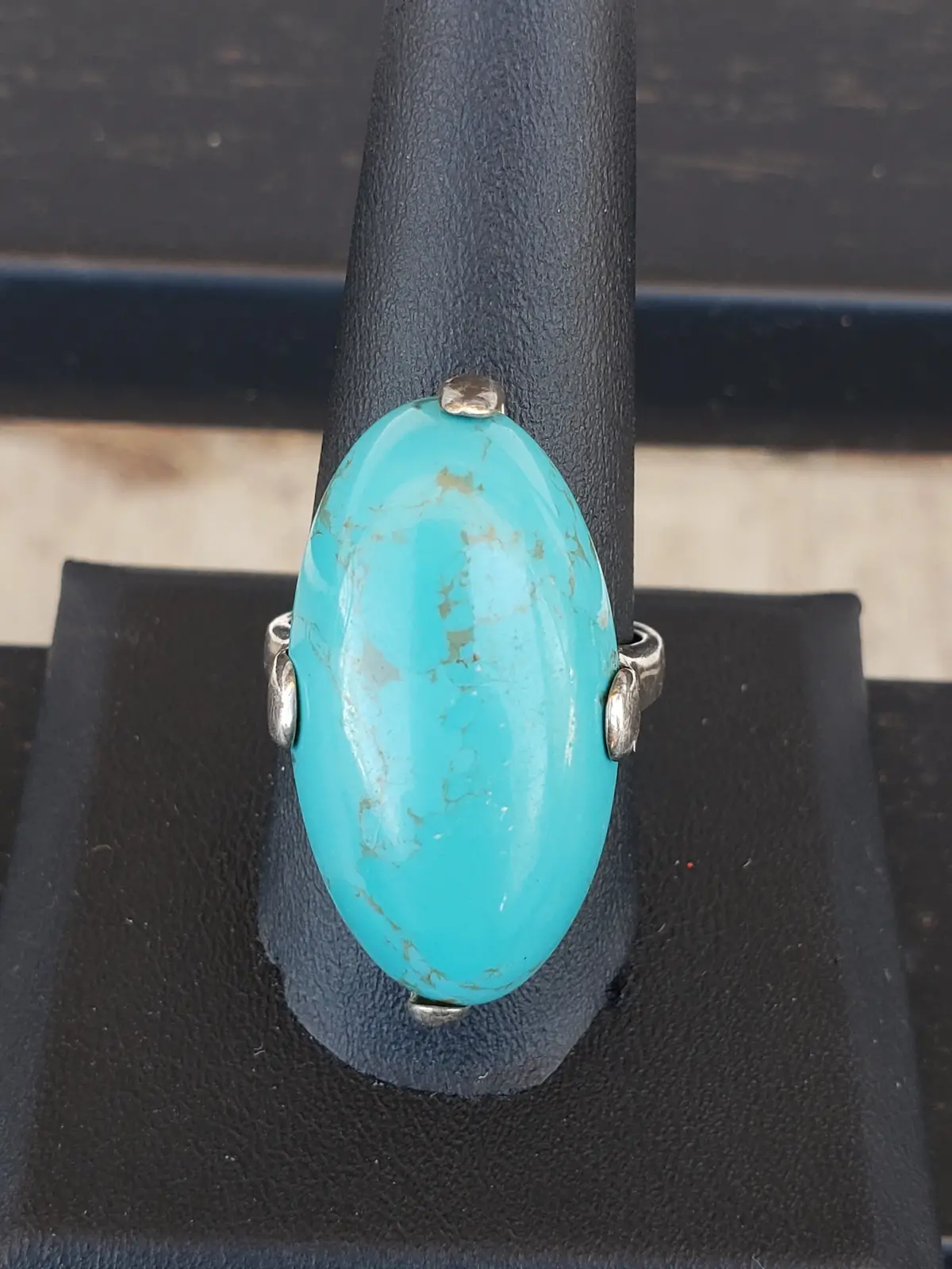 .925 Sterling And Turquoise Ring Size 10 1