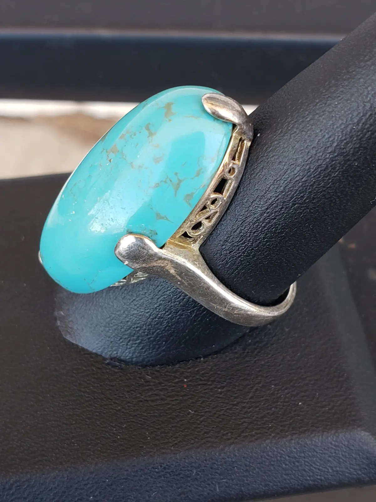 .925 Sterling And Turquoise Ring Size 10 2