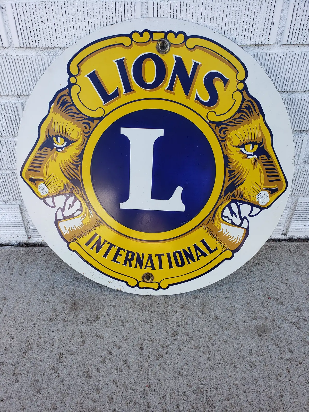 Vintage Lions Club Porcelain Sign 1