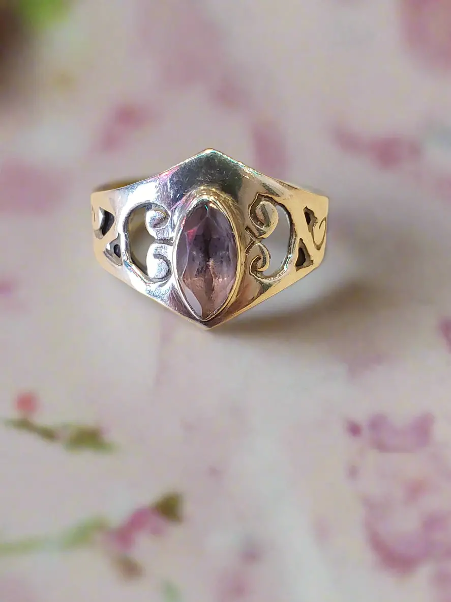 Sterling Amethyst Ring Size 7 1