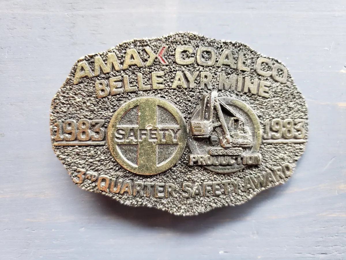 1983 Amax Coal Belle Ayr Mine Safety Belt Buckle 1
