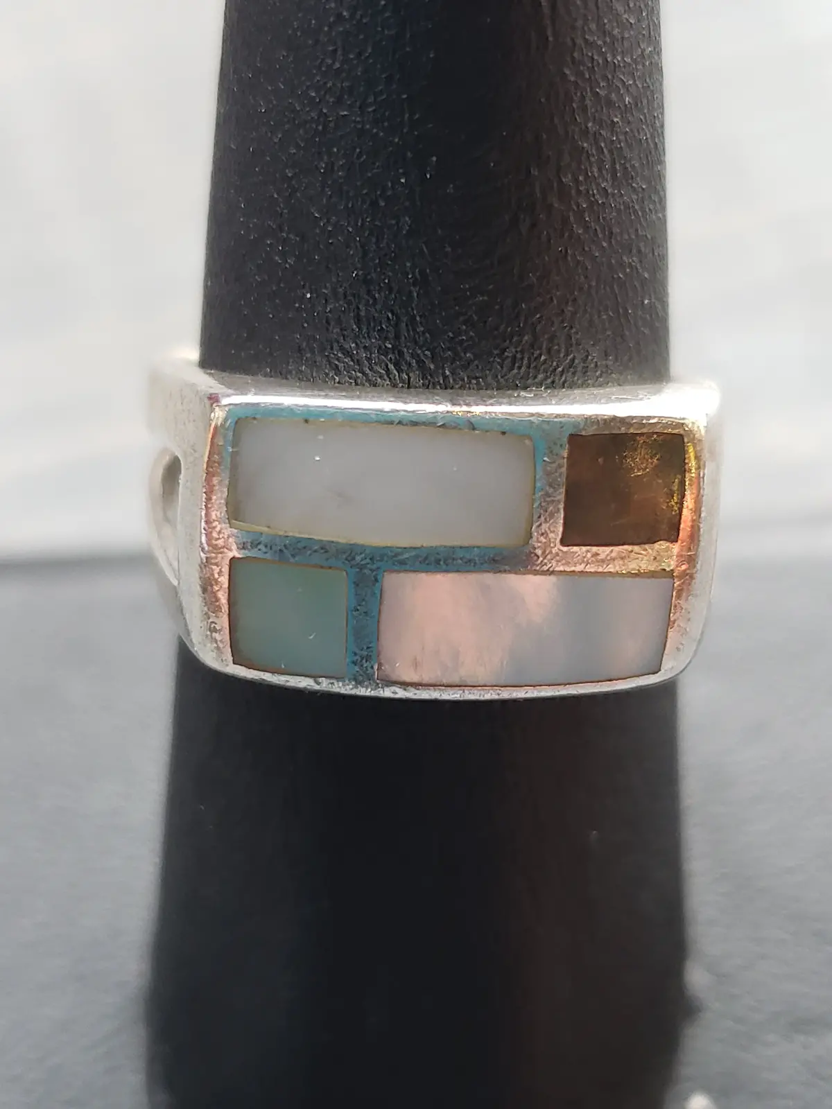 Sterling Signet Ring With Abalone Size 8 1