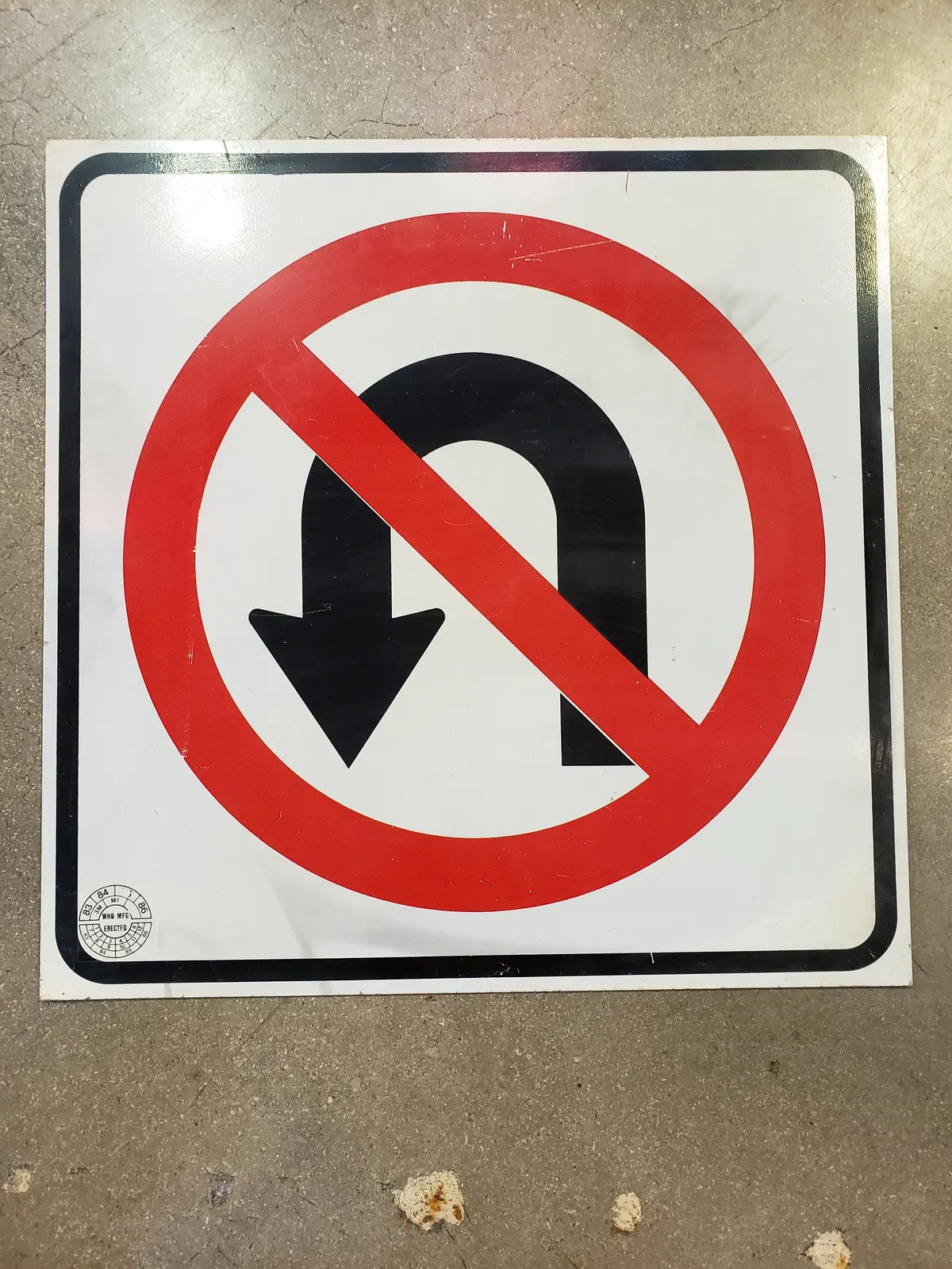 Genuine No U Turn Road Sign 1