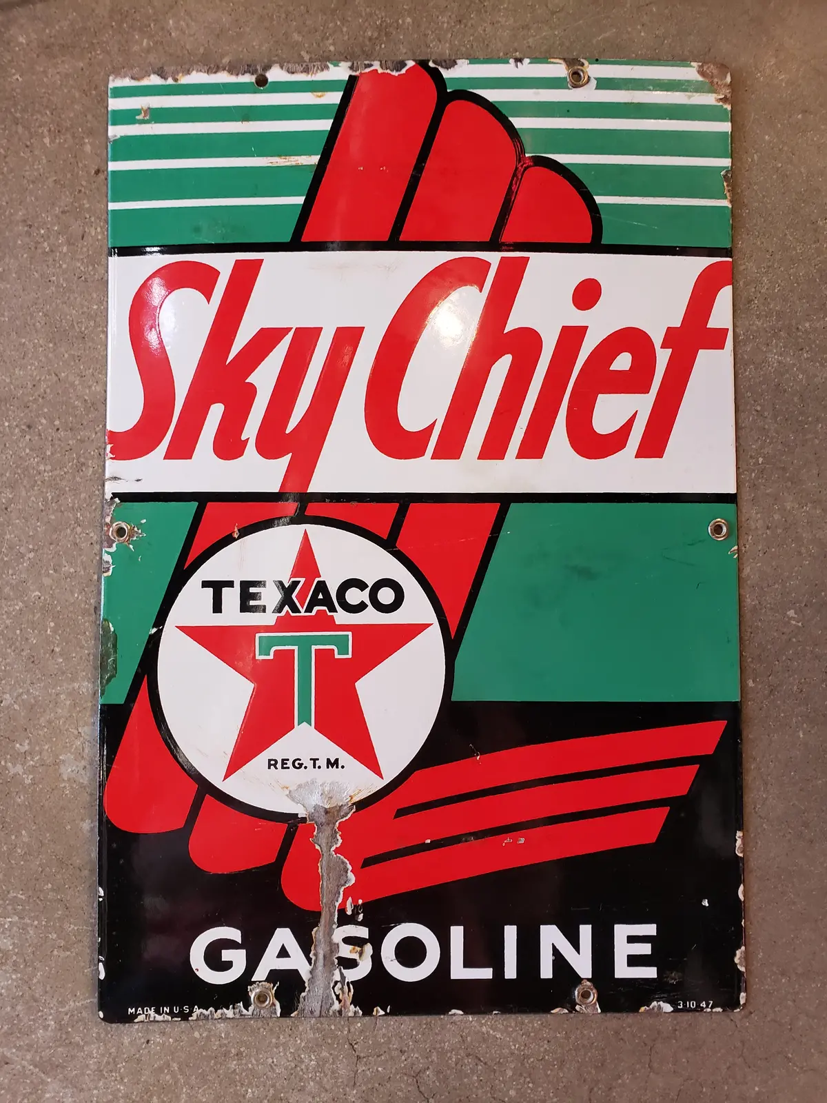 1947 Original Sky Chief Gas Pump Plate 1