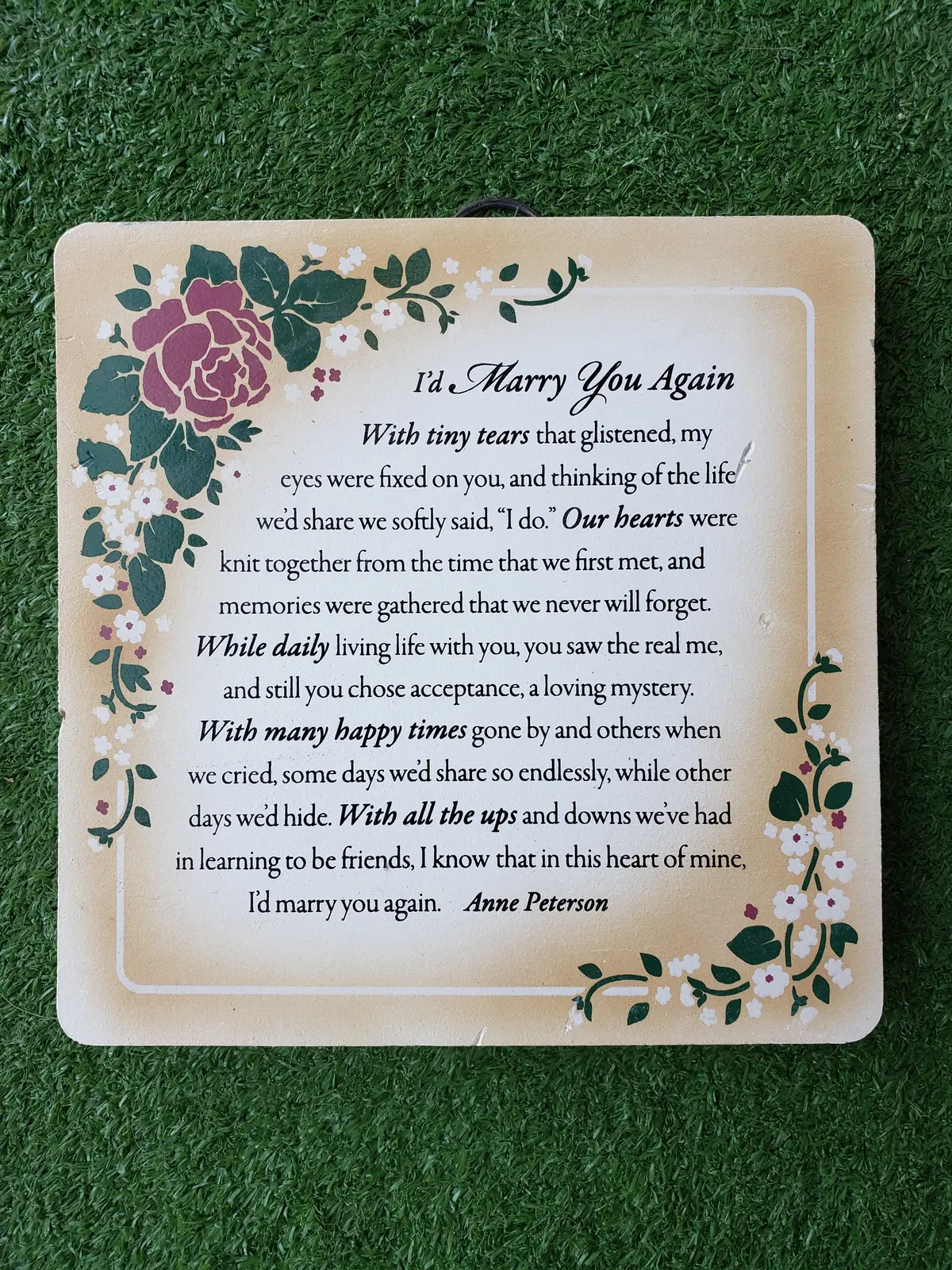 I'd Marry You Again Wall Plaque 1