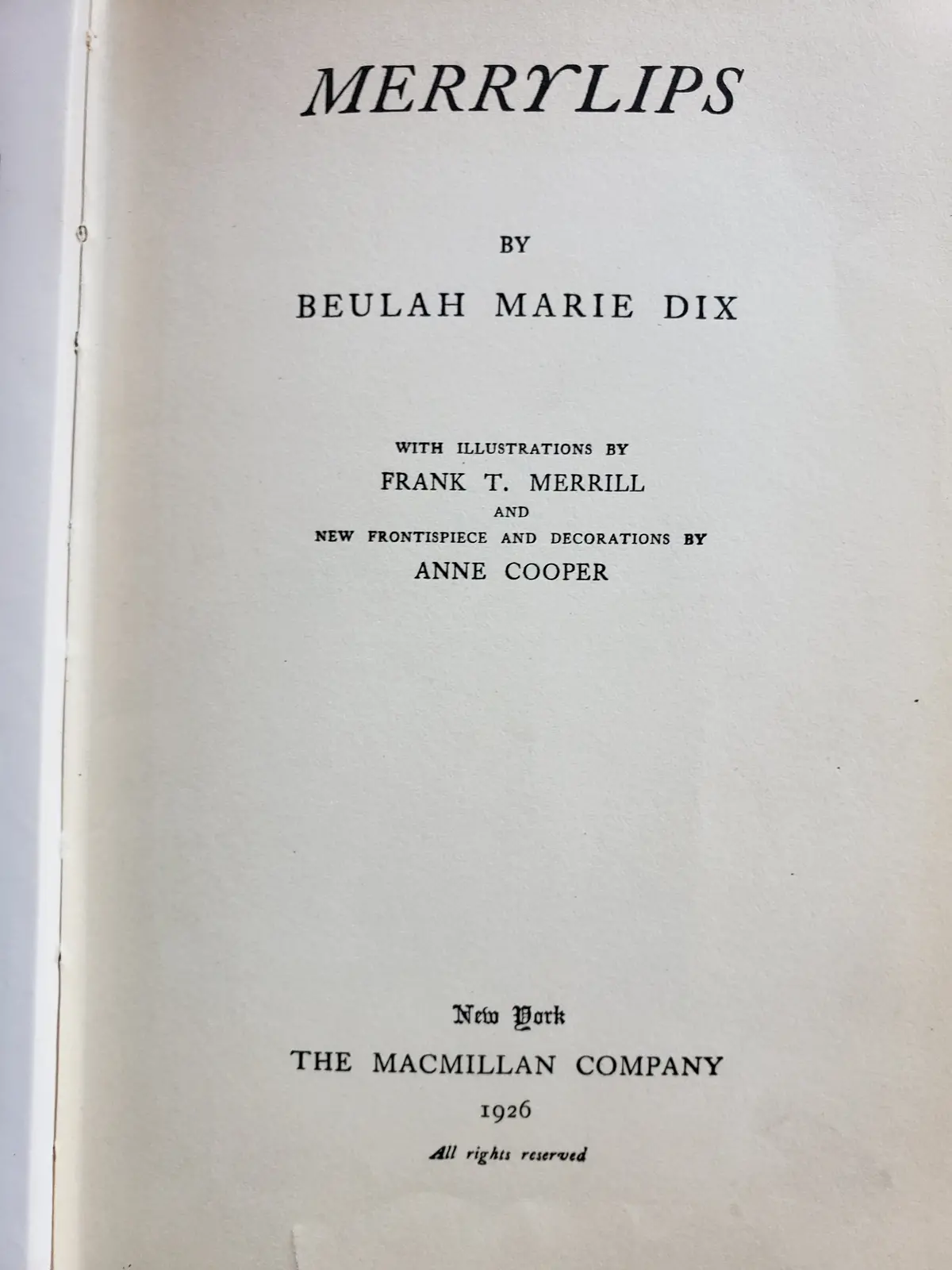Merrylips (1926) By Beulah Marie Dix 1