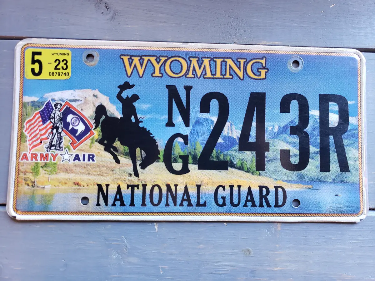 Retired Wyoming Army Air National Guard License Plate # 243R 1