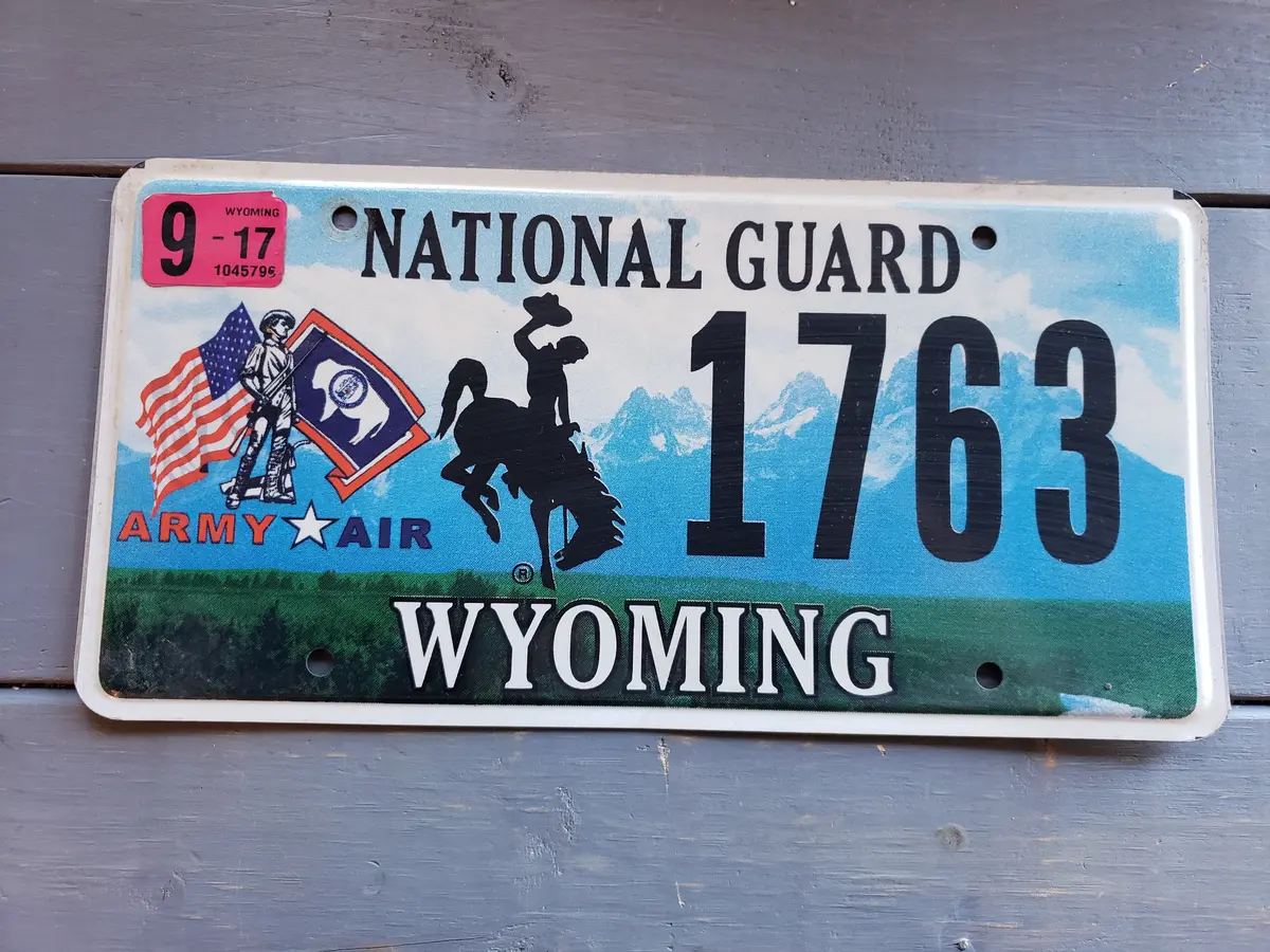 Retired Wyoming Army Air National Guard License Plate #1763 1