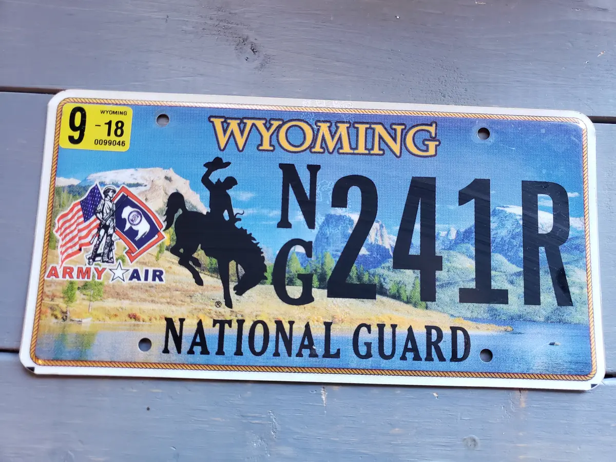 Retired Wyoming Army Air National Guard License Plate #241R 1