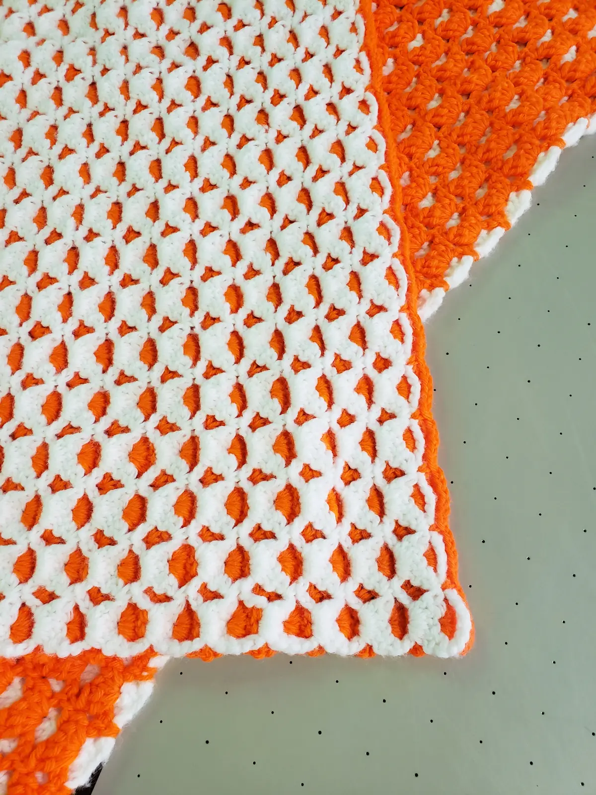Orange White Crochet Throw 52 X 62 Inches 1