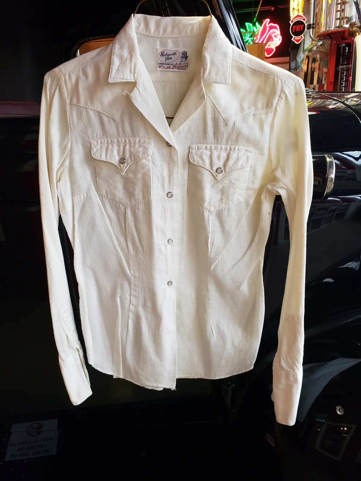 Women's White Panhandle Slim Vintage Shirt Small 1