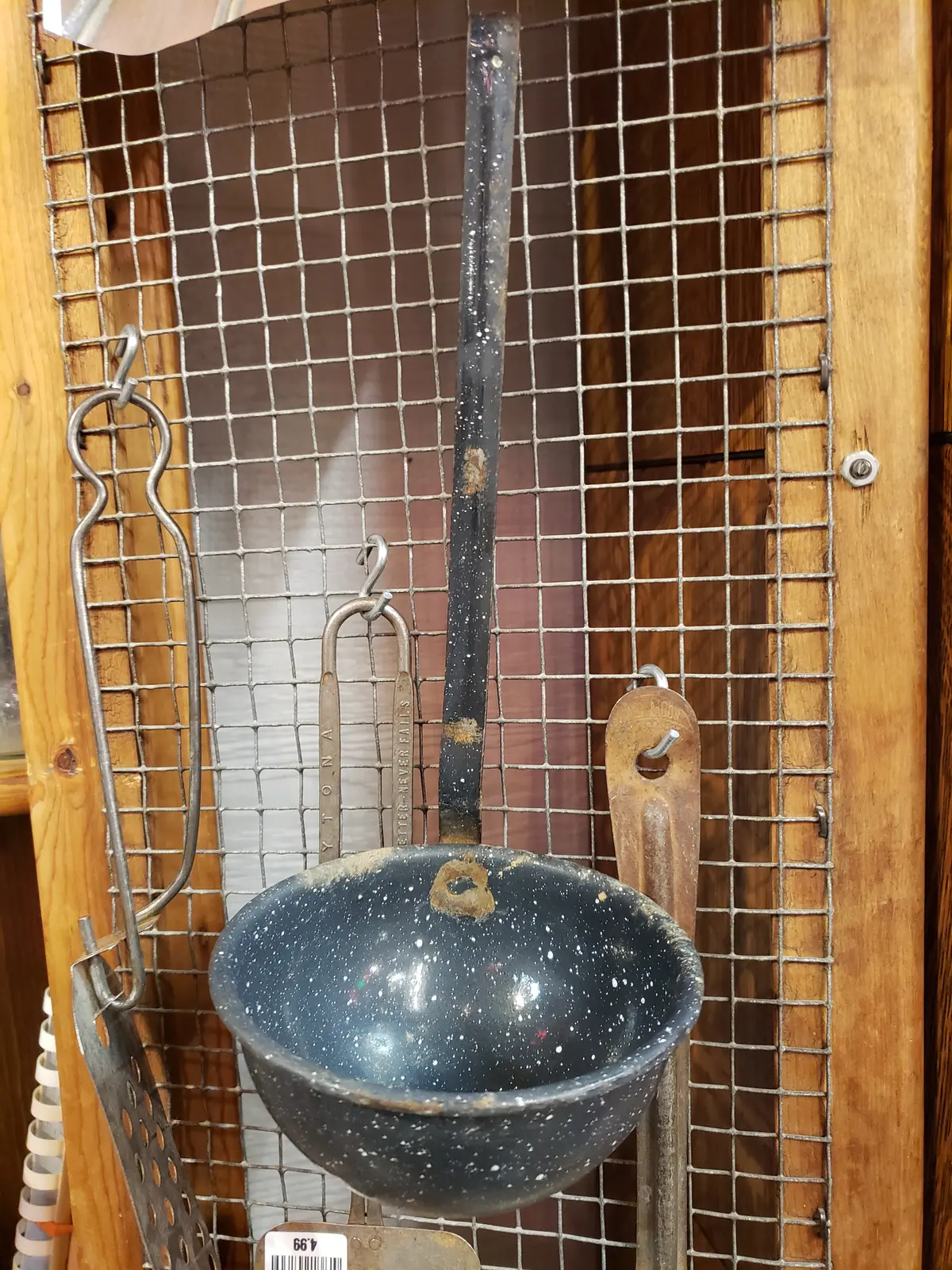 Gray Enamelware Ladle Vintage Rusty 1