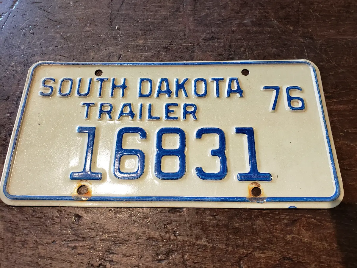 1976 South Dakota Trailer License Plate #16831 1