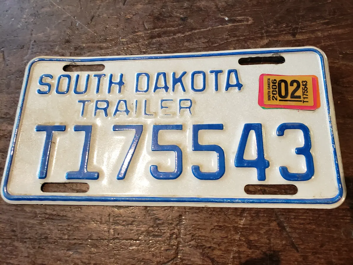 2006 South Dakota Trailer License Plate #T175543 1