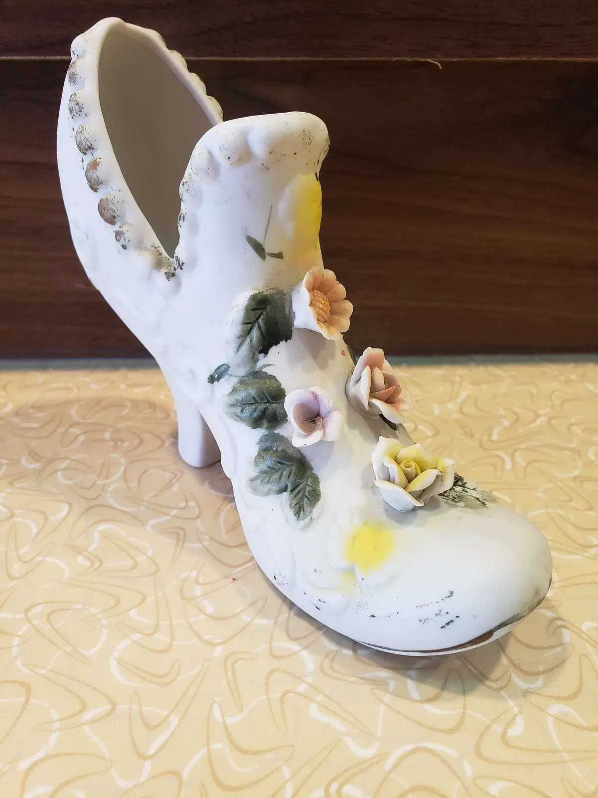 White Floral Porcelain Shoe 1