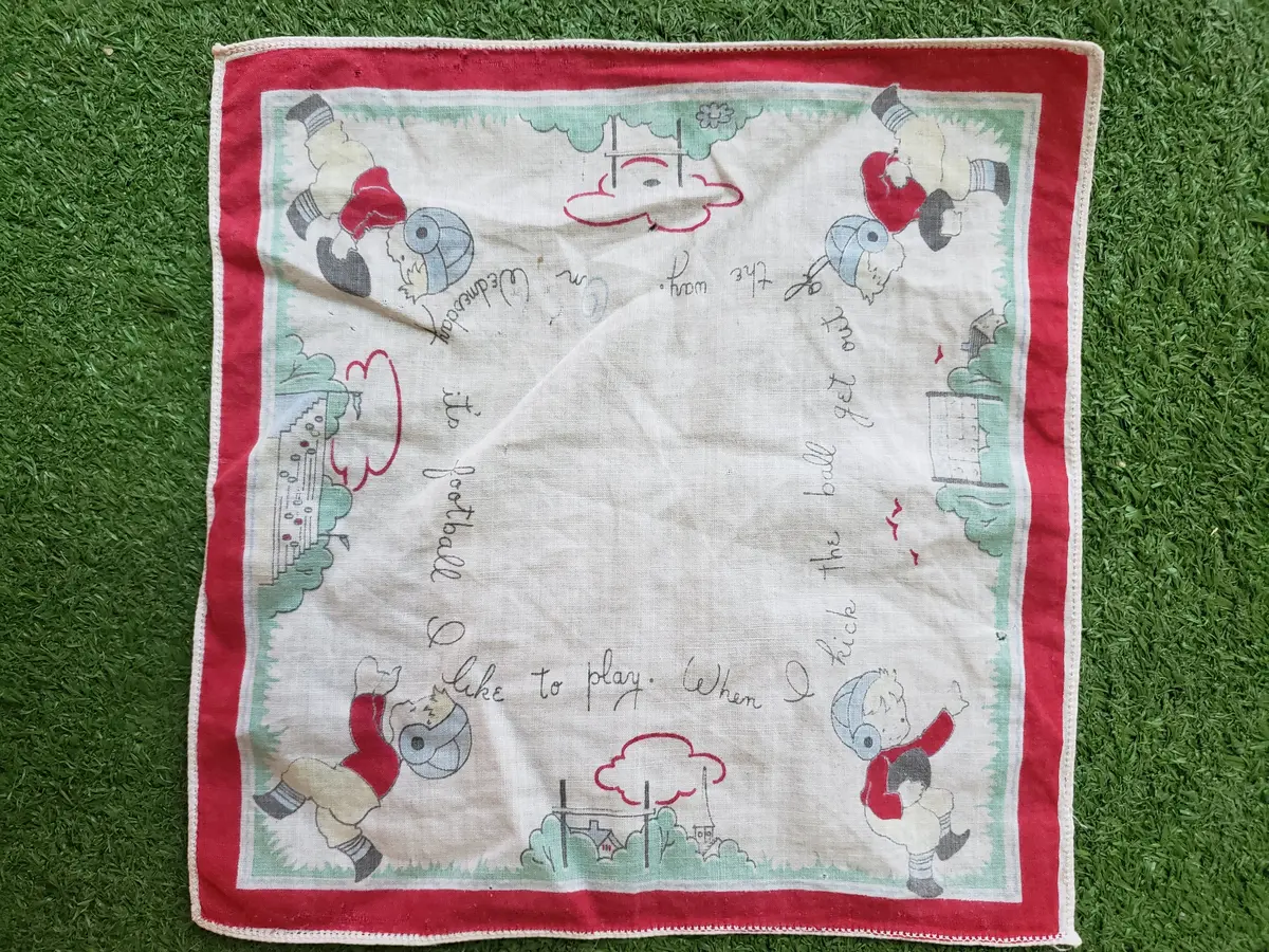 Vintage Football Themed Child's Handkerchief 1