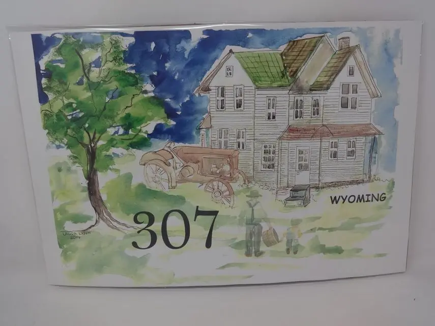 307 Old Farm House With Tractor Watercolor Print 1