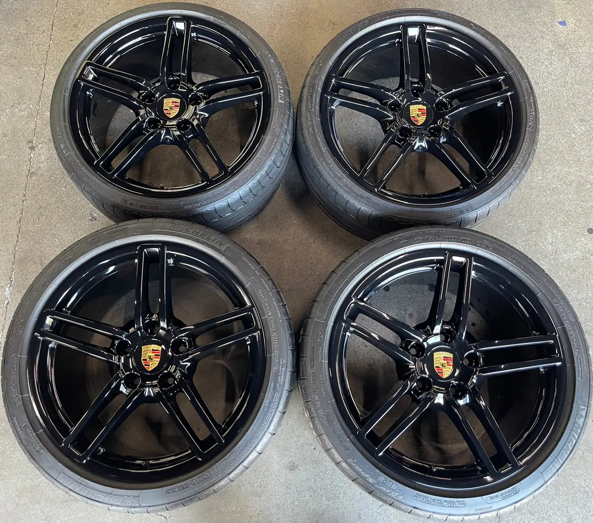 2016 Porsche 911 991 Carrera C4 C4s Factory 19 Wheels Tires Rims Oem Black 67461 67462 1