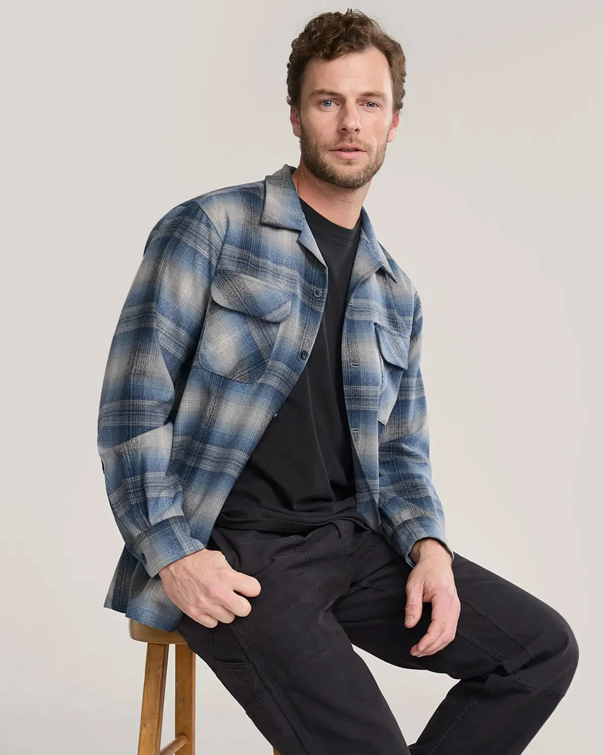 Pendleton Men's Board Shirt In Grey/Navy Ombre 1