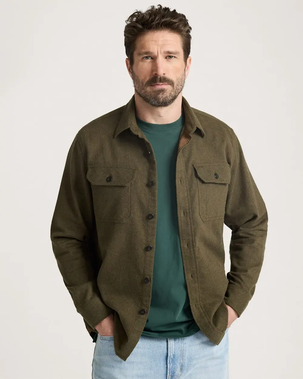 Pendleton Men's Burnside Cotton Flannel Shirt Forest Green Heather 1