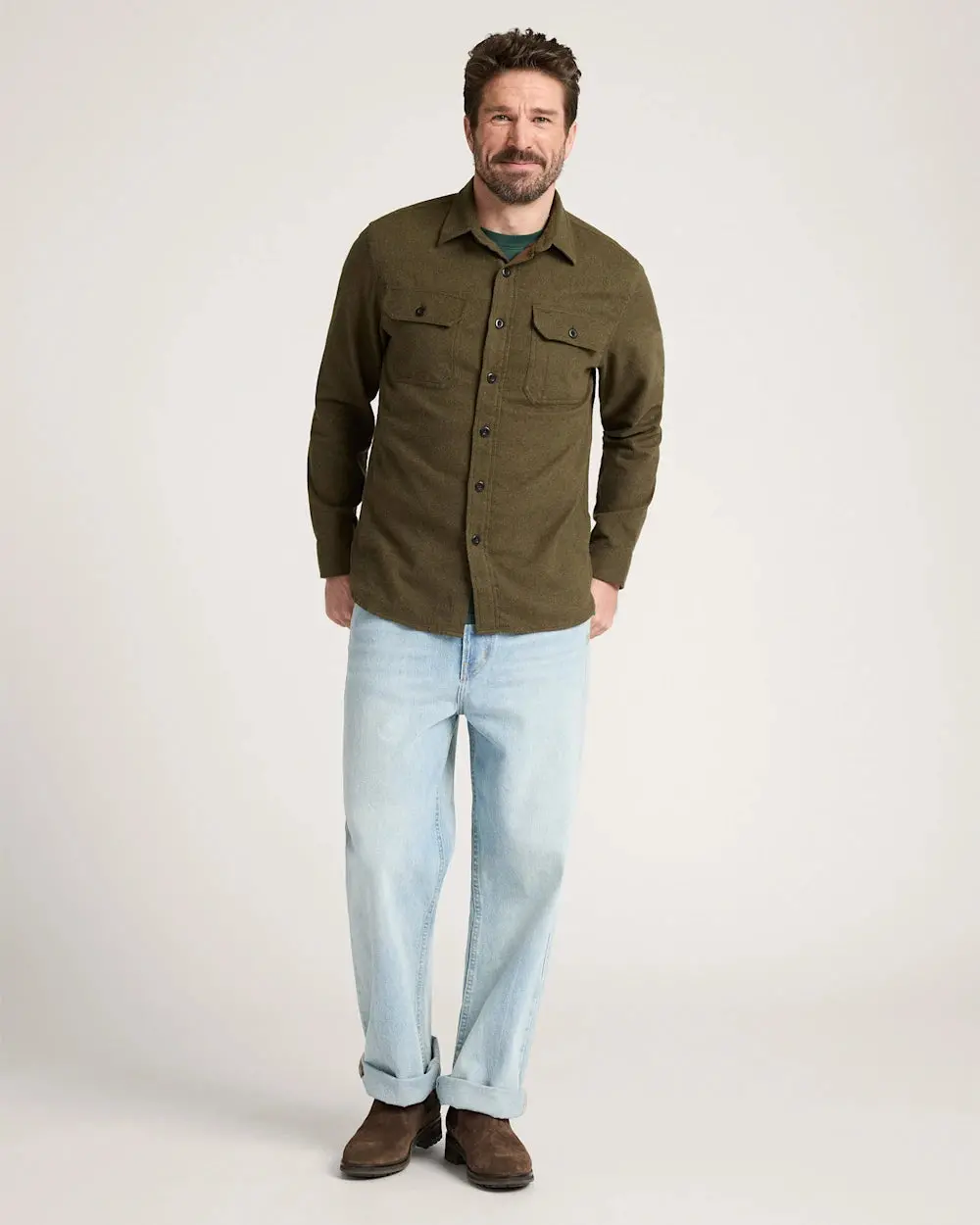 Pendleton Men's Burnside Cotton Flannel Shirt Forest Green Heather 2