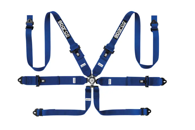 Sparco - 3 To 2 In, 6 Pnt Hans Steel Safety Harness - (Blue) 1
