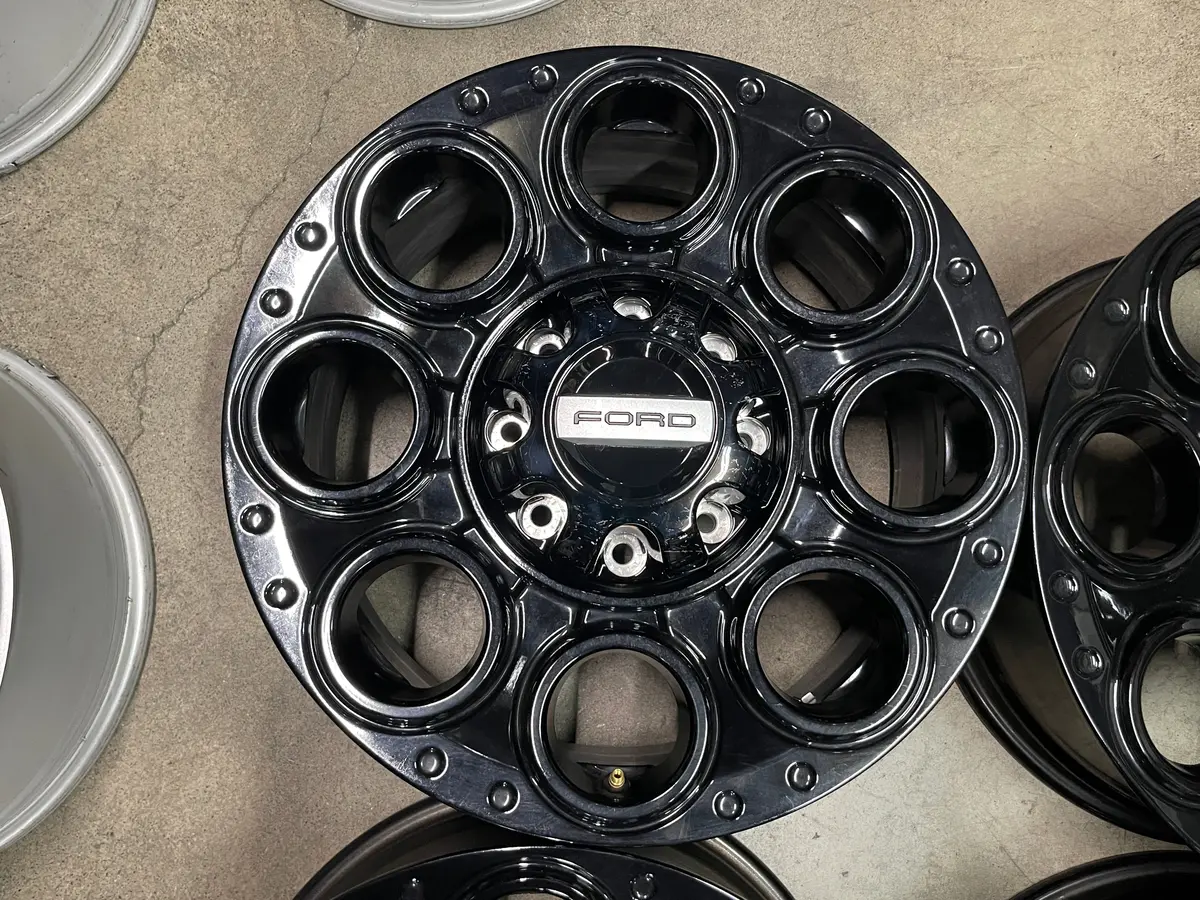 Four 2025 Ford F250 F350 Factory 20 Wheels Oem Rims Black 10484 Tall Rear Caps 2