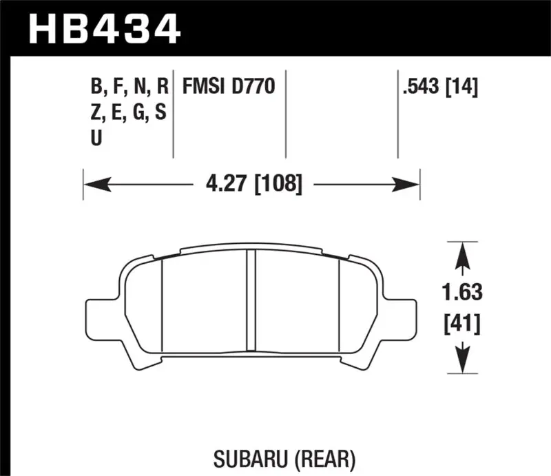 Hawk 02-03 Wrx / 05-08 Lgt D770 Hps Street Rear Brake Pads 2