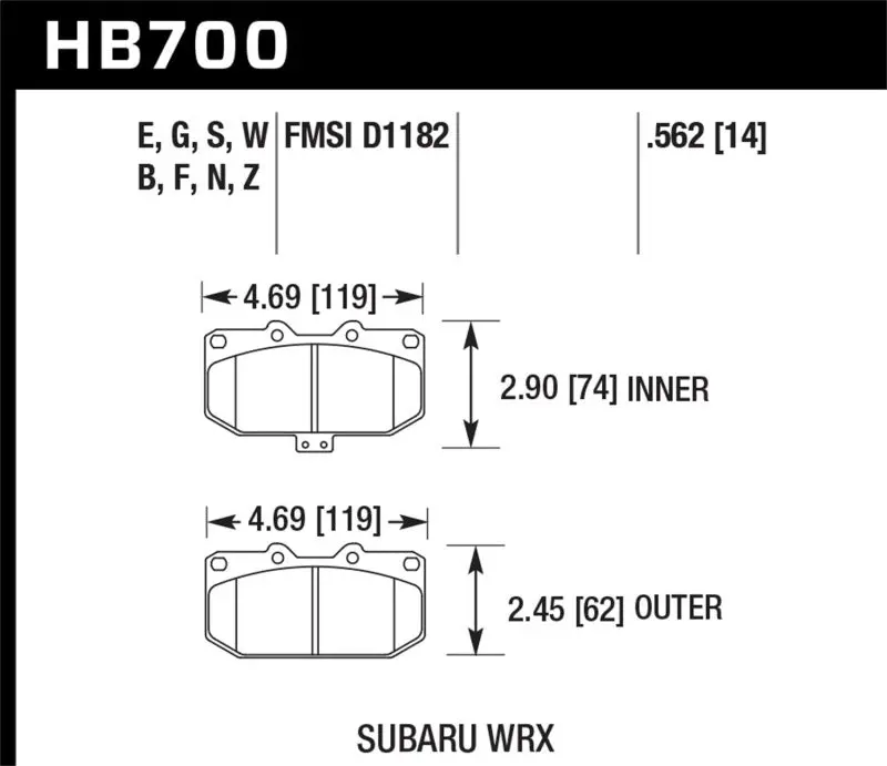 Hawk Front Er-1 Brake Pads - Fits 06-07 Subaru Impreza Wrx 1