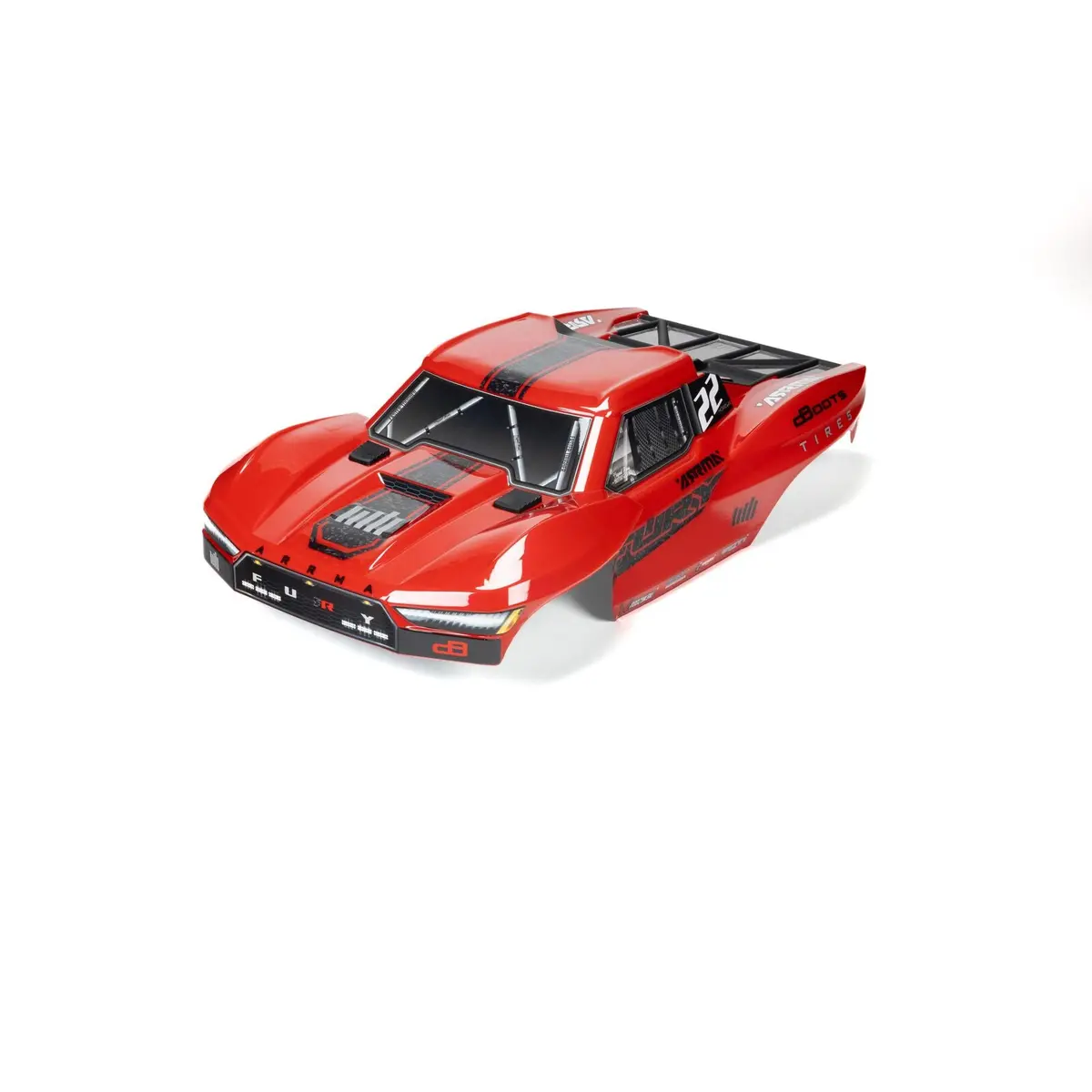 Arrma 1/10 Clipless Painted Trimmed Body Set With Decals, Red: Fury 2Wd 1