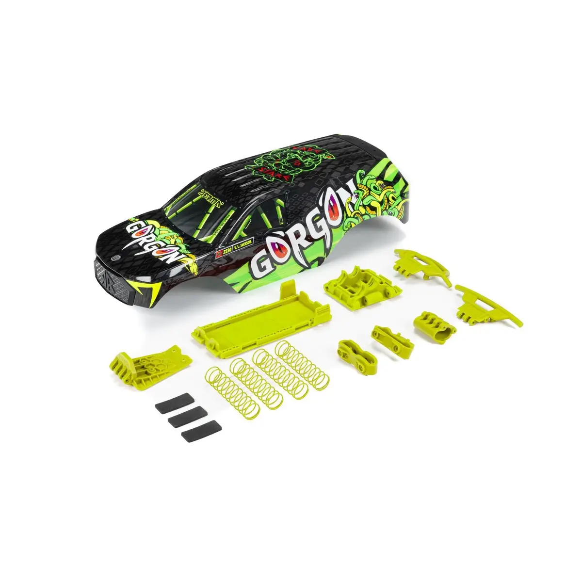 Arrma Gorgon Painted Decaled Body Set, Fluorescent Yellow 1