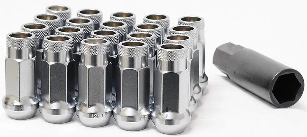 Muteki - Universal - Sr35 Lug Nut And Lock Set Close Ended 12X1.25 (Satin Silver) 1
