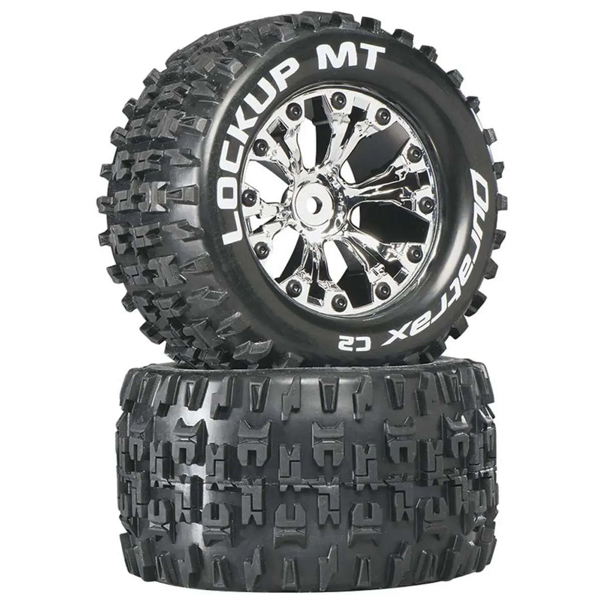 Duratrax Lockup Mt 2.8" 2Wd Mounted Rear C2 Tires, Chrome (2) 1