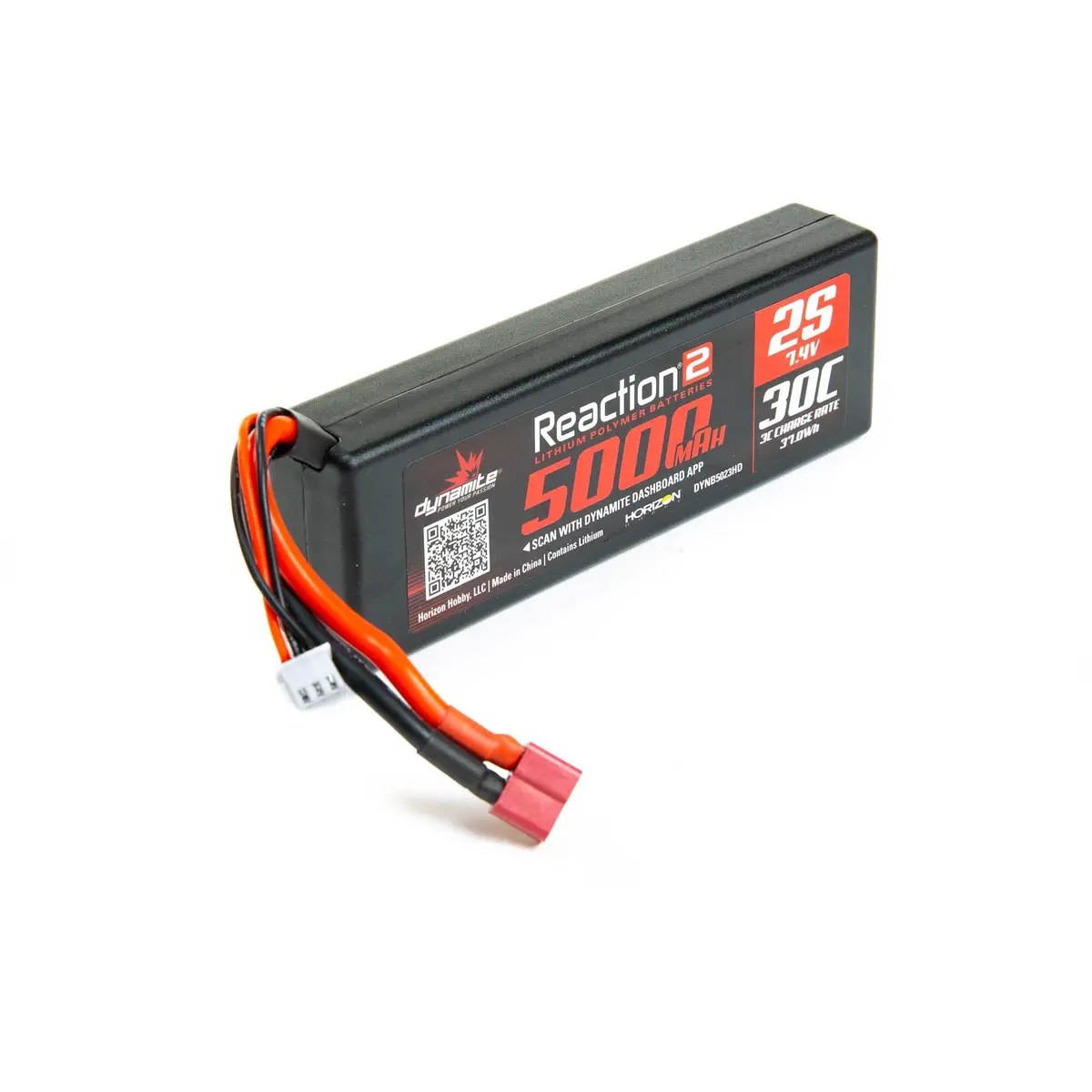 Dynamite 7.4V 5000Mah 2S 30C Reaction 2.0 Hardcase Lipo Battery: Deans 1