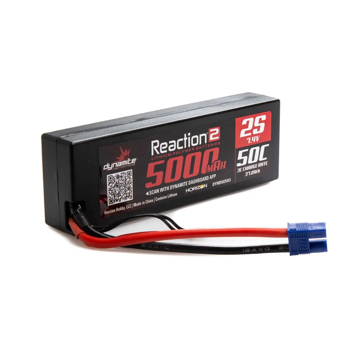 Dynamite 7.4V 5000Mah 2S 50C Reaction 2.0 Hardcase Lipo Battery: Ec3 1
