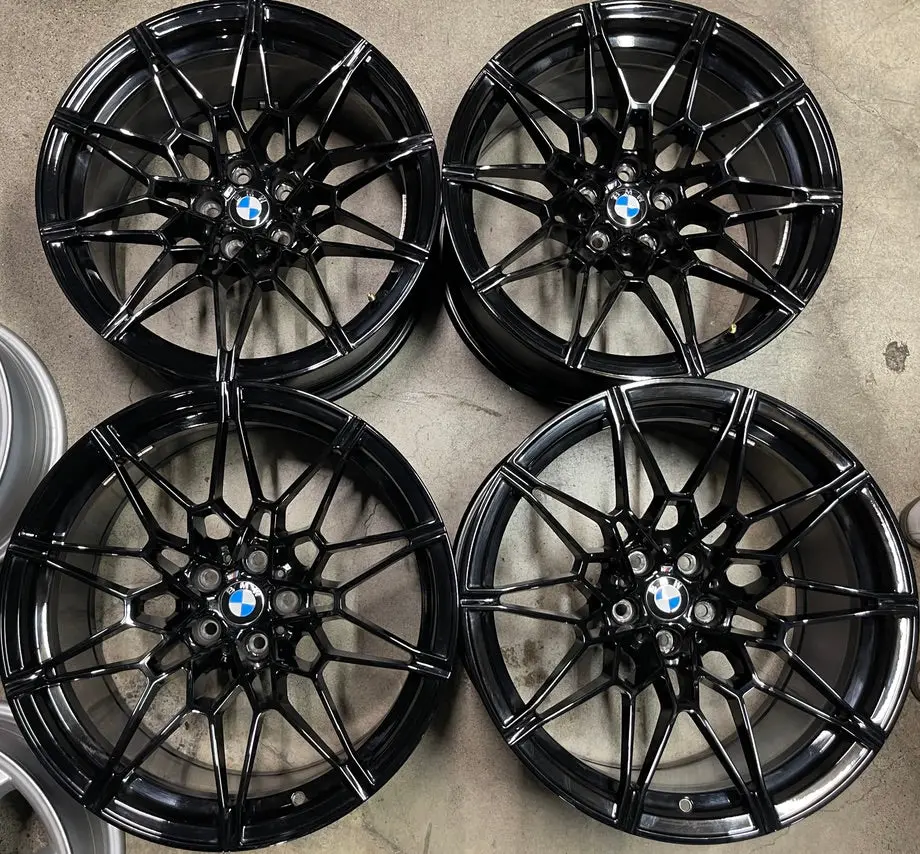 Four 2025 Bmw M3 M4 G80 G82 Competition 19 20 Wheels Rims Oem Black 8093838 8093839 1