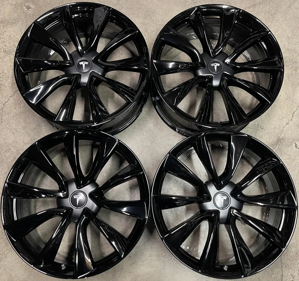 Sold Four 2021 Tesla Model 3 Factory 20 Wheels Rims Oem 104422700D Gloss Black 1