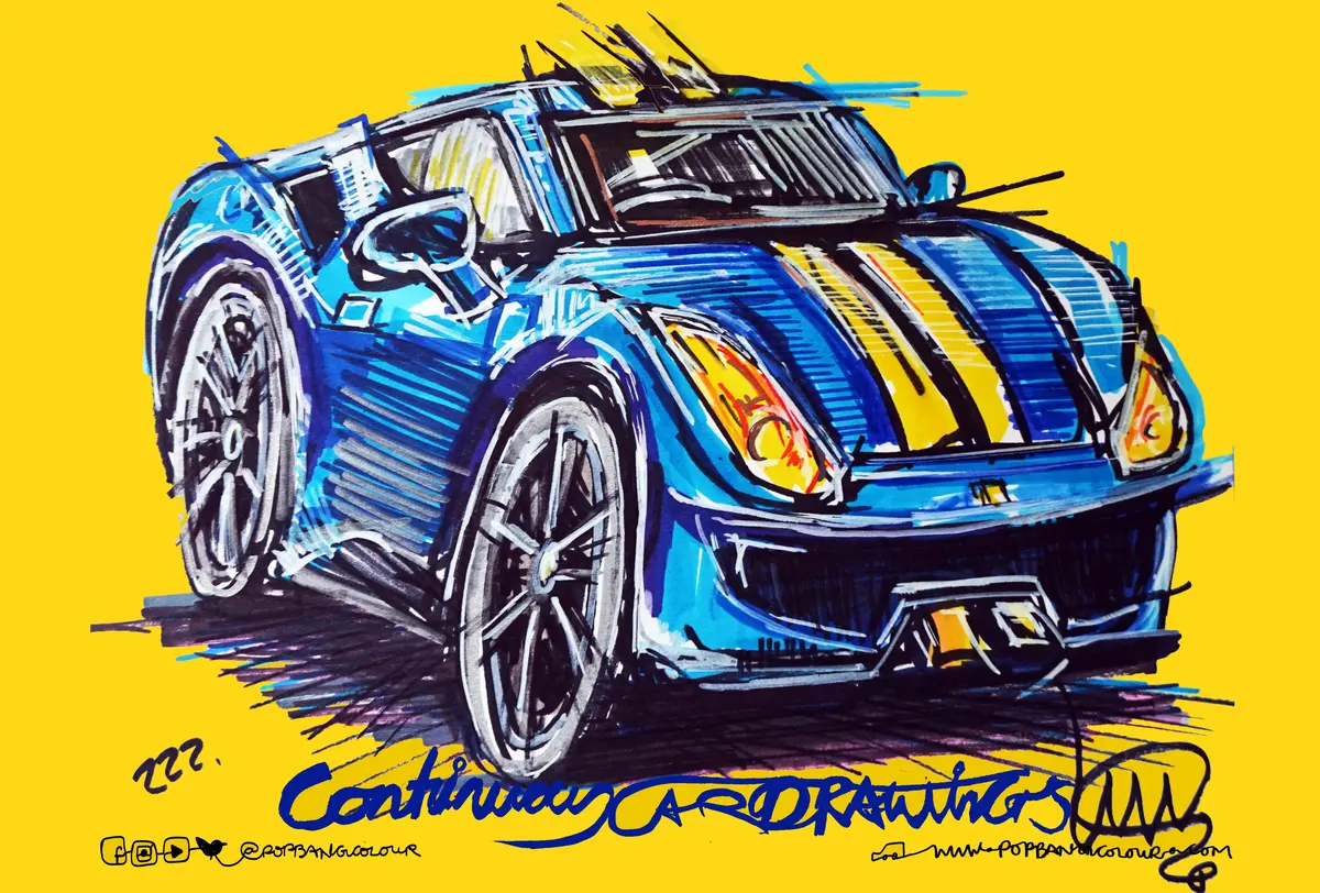 Ferrari 488 Pista - Yellow | #Continuouscar Metal Print | 30Cm X 20Cm 1