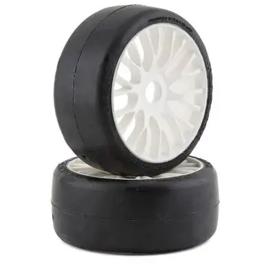 Grp Gt - To4 Slick Belted Pre-Mounted 1/8 Buggy Tires (White) (2) (Xm7) W/Flex Wheel- Xm7 1
