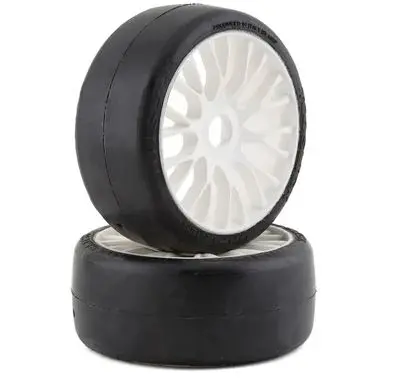 Grp Gt - To4 Slick Belted Pre-Mounted 1/8 Buggy Tires (White) (2) (Xm5) W/Rigid Wheel - Xm5 1