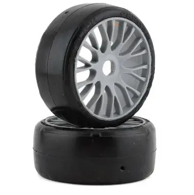 Grp Gt - To4 Slick Belted Pre-Mounted 1/8 Buggy Tires (Silver) (2) (Xm5) W/Flex Wheel- Xm5 1