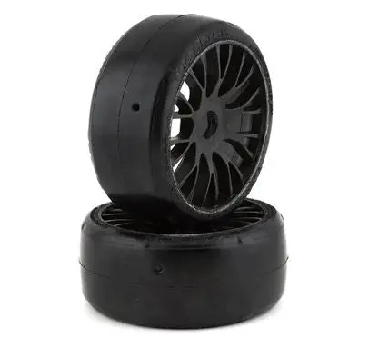 Grp Gt - To4 Slick Belted Pre-Mounted 1/8 Buggy Tires (Black) (2) (Xm7) W/Flex Wheel-Xm7 1