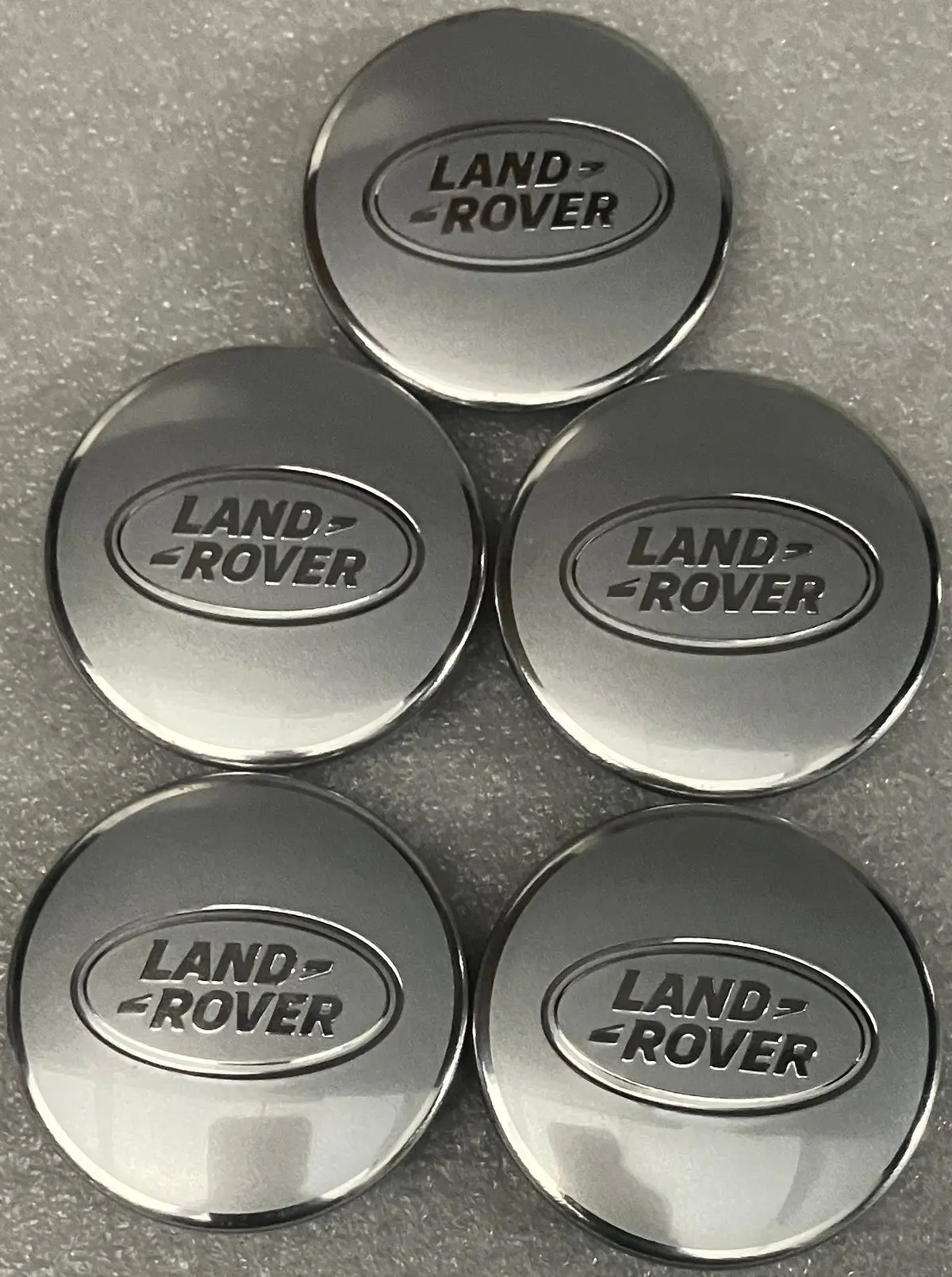 Set Of Five Land Range Rover Polished Silver Wheel Center Caps Authentic Lr094546 1