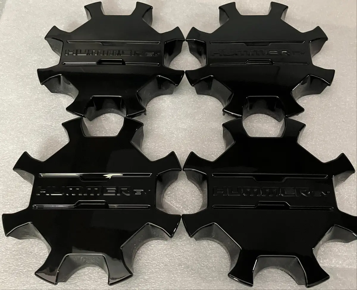 Sold Four 2023-2025 Hummer Ev Black Center Caps For 18" Oem Wheels Rim 84806055 1
